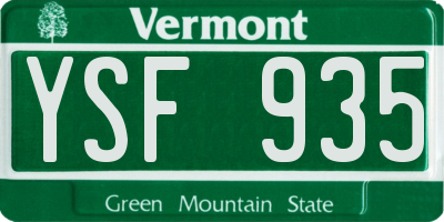 VT license plate YSF935