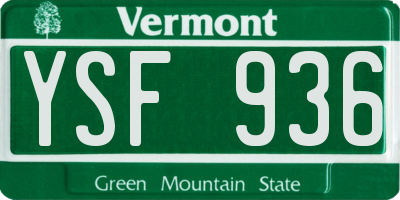 VT license plate YSF936