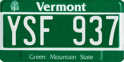 VT license plate YSF937