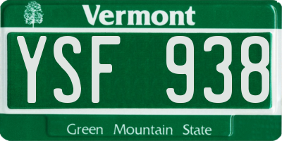 VT license plate YSF938