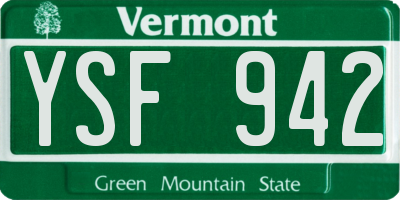 VT license plate YSF942