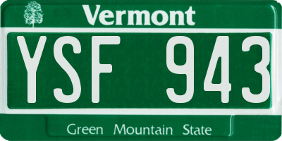 VT license plate YSF943