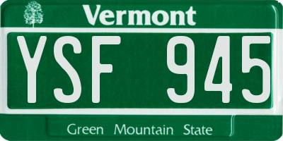 VT license plate YSF945