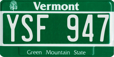 VT license plate YSF947