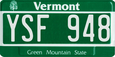 VT license plate YSF948