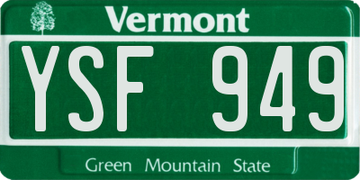 VT license plate YSF949