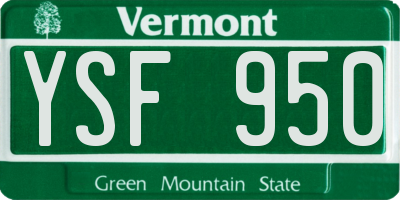 VT license plate YSF950