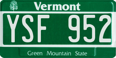 VT license plate YSF952