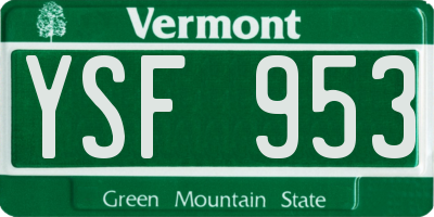 VT license plate YSF953