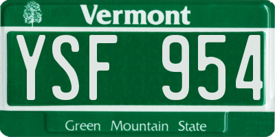 VT license plate YSF954