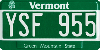 VT license plate YSF955