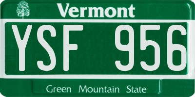 VT license plate YSF956