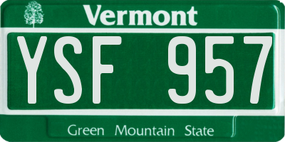 VT license plate YSF957