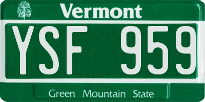 VT license plate YSF959