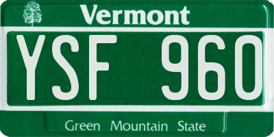VT license plate YSF960