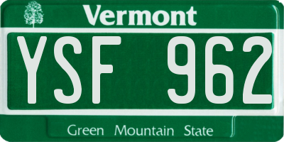 VT license plate YSF962