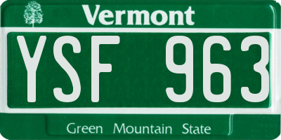 VT license plate YSF963