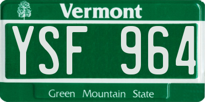VT license plate YSF964