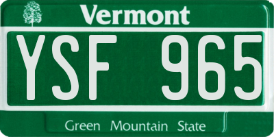 VT license plate YSF965