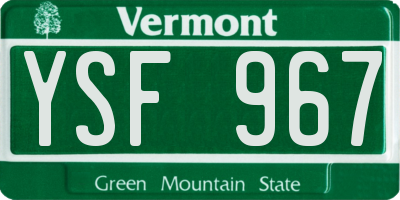 VT license plate YSF967