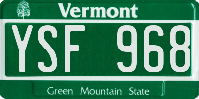 VT license plate YSF968