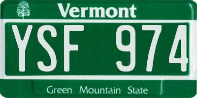VT license plate YSF974