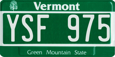 VT license plate YSF975