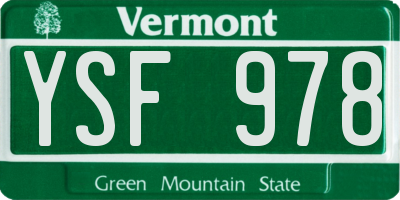 VT license plate YSF978