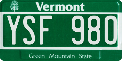VT license plate YSF980