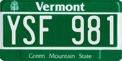 VT license plate YSF981