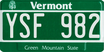 VT license plate YSF982