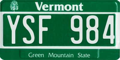 VT license plate YSF984