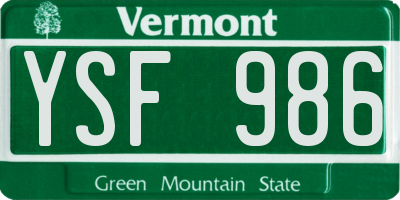VT license plate YSF986