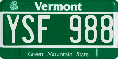 VT license plate YSF988
