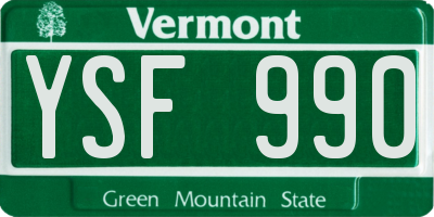 VT license plate YSF990