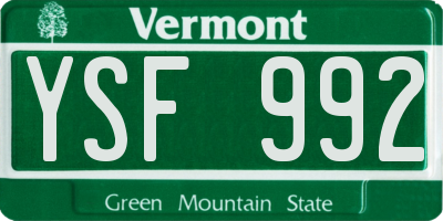 VT license plate YSF992