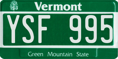 VT license plate YSF995