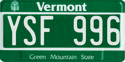 VT license plate YSF996