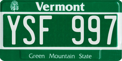 VT license plate YSF997