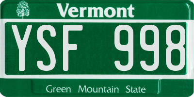 VT license plate YSF998