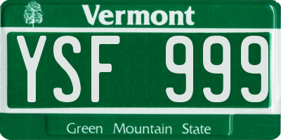 VT license plate YSF999