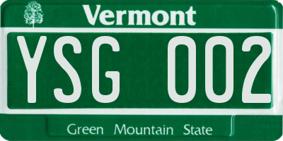 VT license plate YSG002