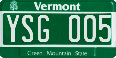 VT license plate YSG005