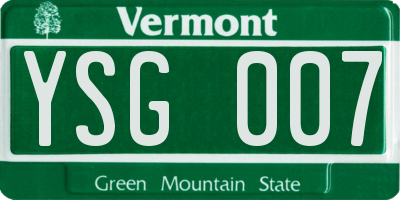 VT license plate YSG007