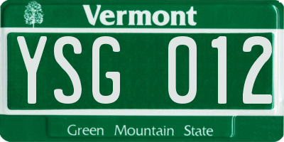 VT license plate YSG012