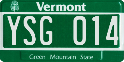 VT license plate YSG014