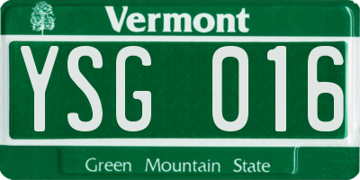 VT license plate YSG016