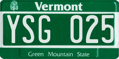 VT license plate YSG025