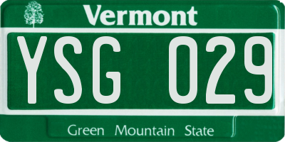 VT license plate YSG029