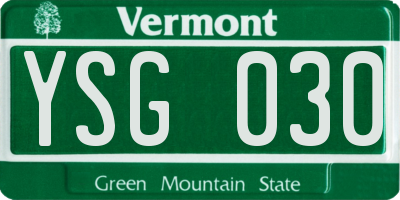 VT license plate YSG030